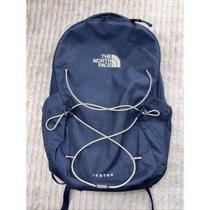 THE NORTH FACE JESTER BACKPACK NAVY BLUE GRAY INTERIOR GENTLY USED
